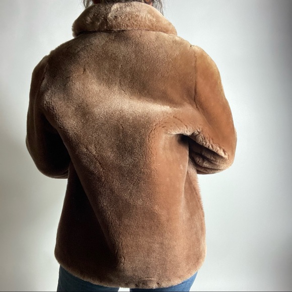 VINTAGE 1950’s Faux Fur Open Front Mauve Teddy Coat Womens Medium - Picture 6 of 10